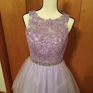 Blue cocktail dress with tulle skirt